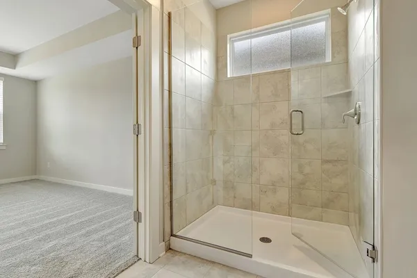 a bathroom with a bathtub