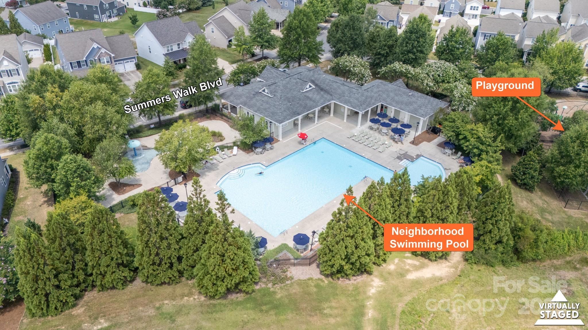 17423 Summers Walk Boulevard Davidson, NC 28036 - Photo 36 of 40 an aerial view of residential houses with outdoor space and street view
