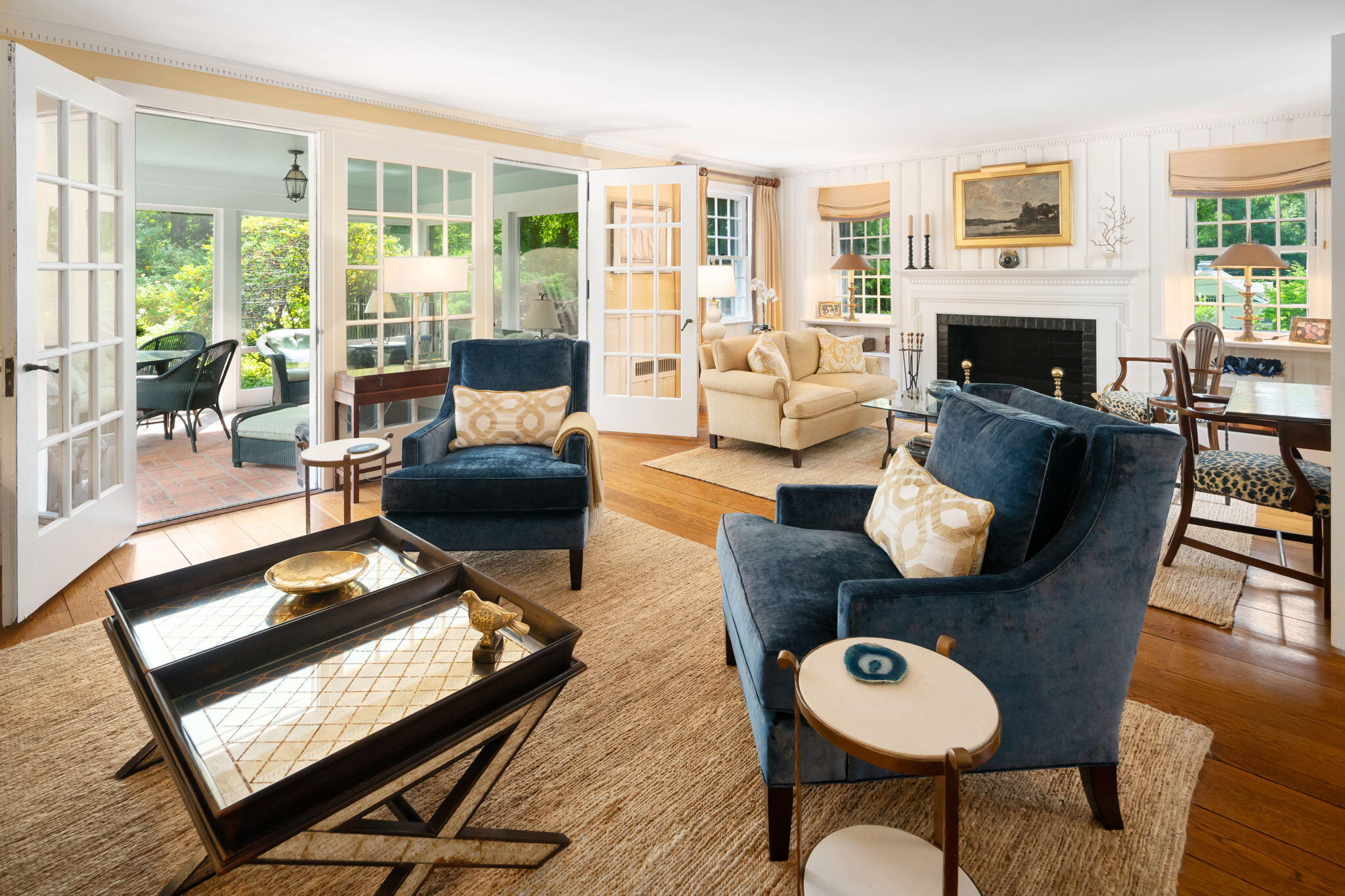 7 Point O Woods Road South Darien, CT 06820 - Photo 15 of 33 a living room with furniture fireplace and a table