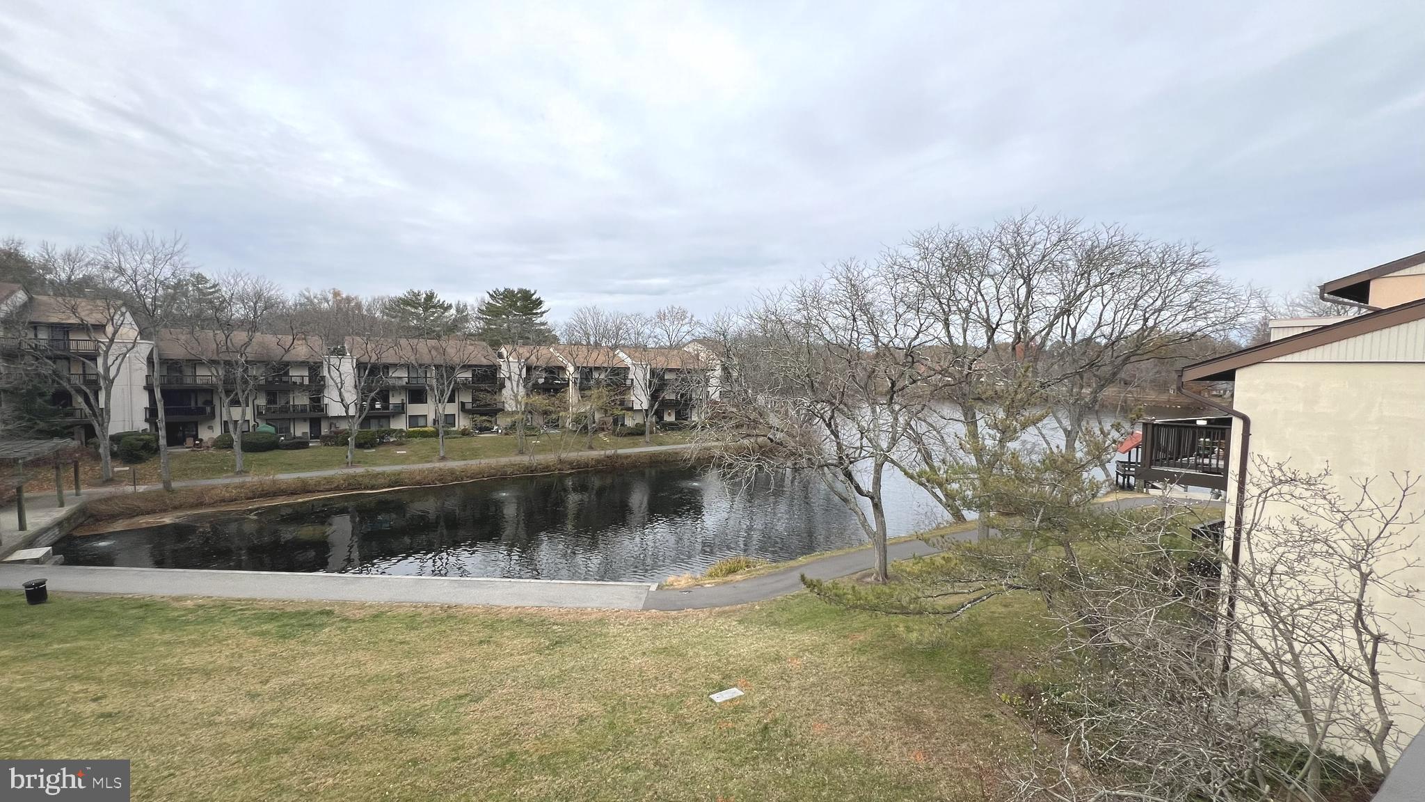 a view of a lake with houses