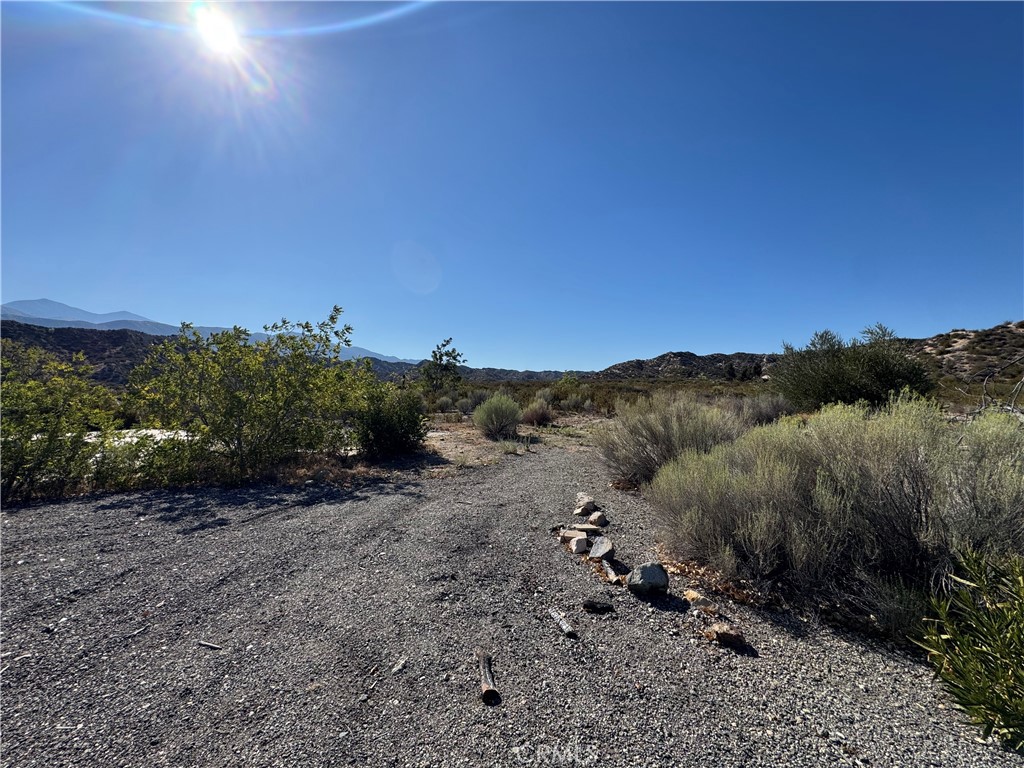 4292 Davis Ranch Road Phelan, CA 92371 - Photo 15 of 50 a view of a dry yard with mountains in the background