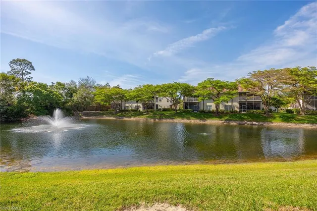 a view of a lake with a city
