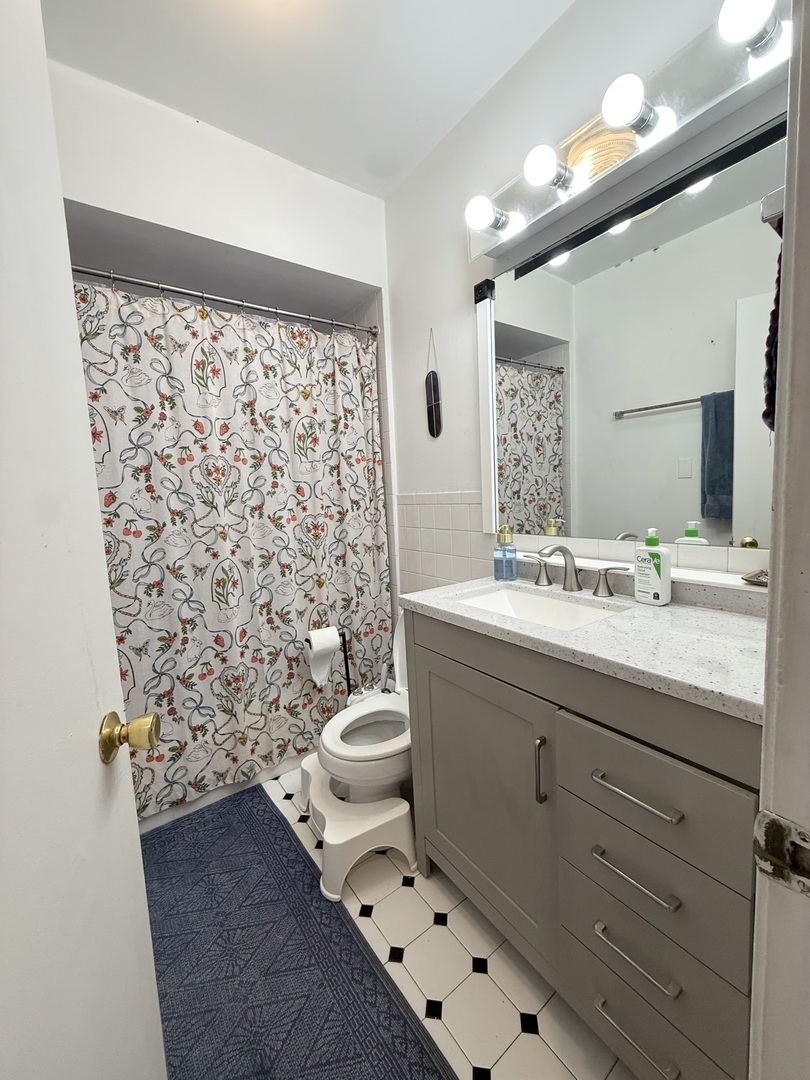 1132 West Addison Street, Unit 2 Chicago, IL 60613 - Photo 8 of 11 a bathroom with a sink a toilet and shower