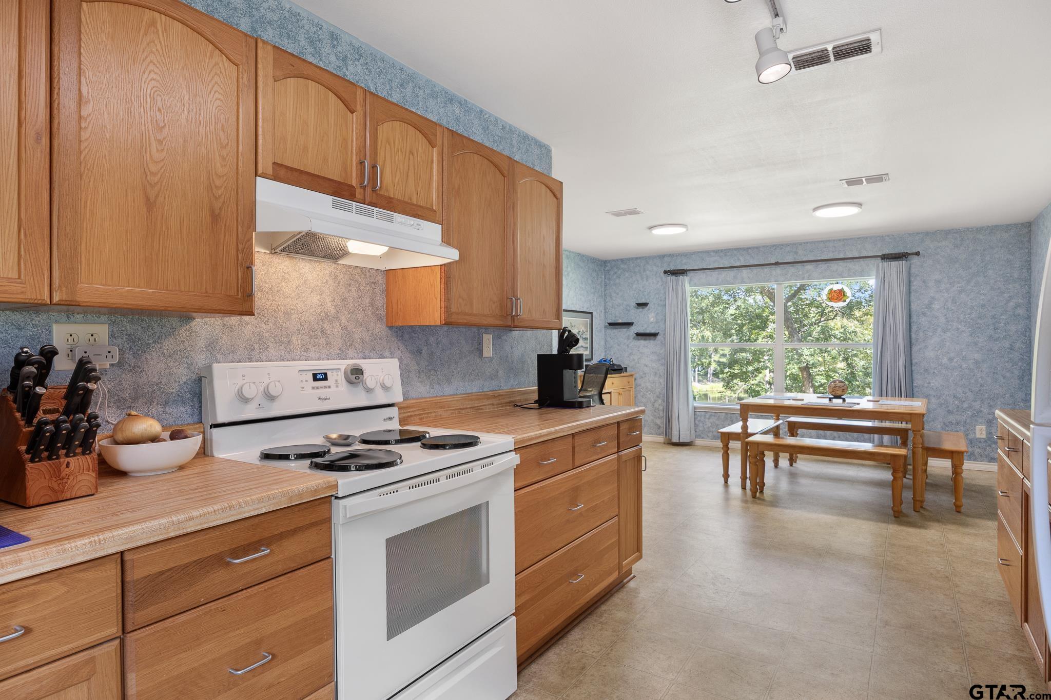 20650 West Grove Club Lake Road Whitehouse, TX 75791 - Photo 12 of 39 a kitchen with a stove a cabinets and wooden floor