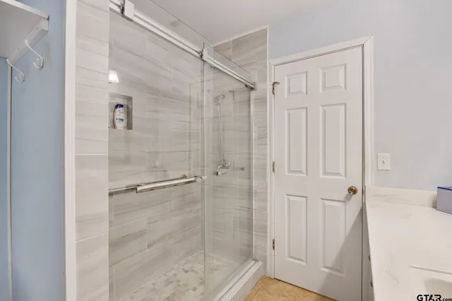 a bathroom with a shower