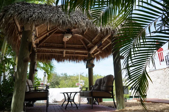 a view of outdoor space with seating area