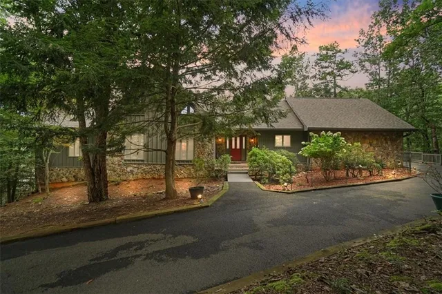 an outdoor view with patio