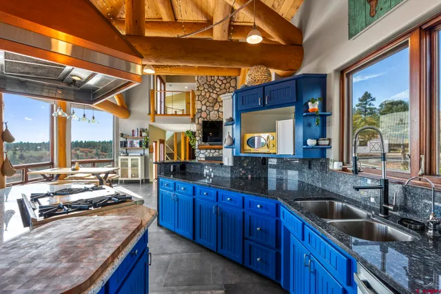 a kitchen with lots of counter top space