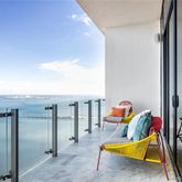 a front view of a building with street view