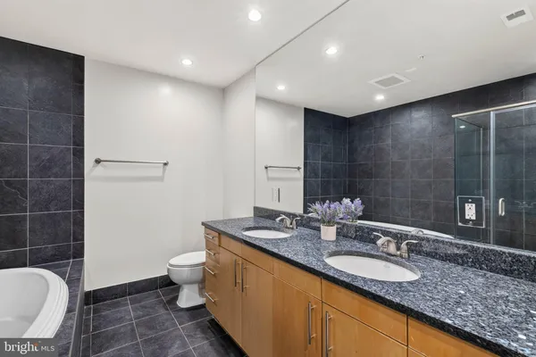 a bathroom with a bathtub