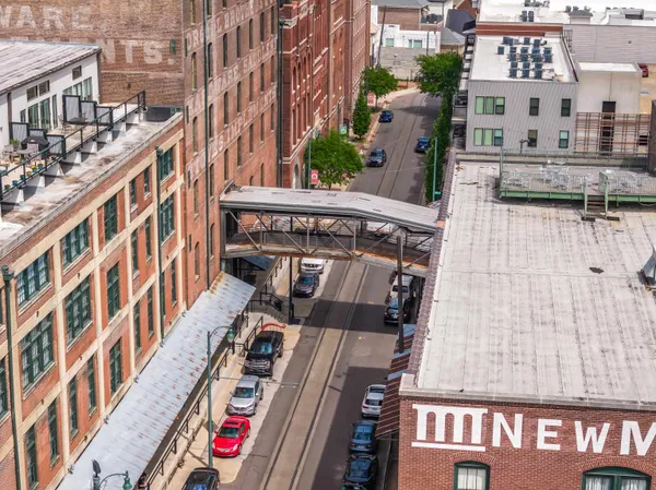 an aerial view of a building
