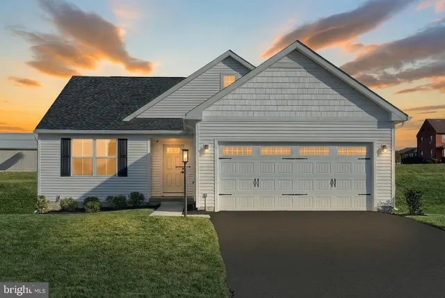 a front view of house with a garden