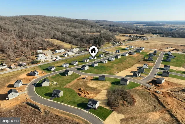 an aerial view of a swimming pool