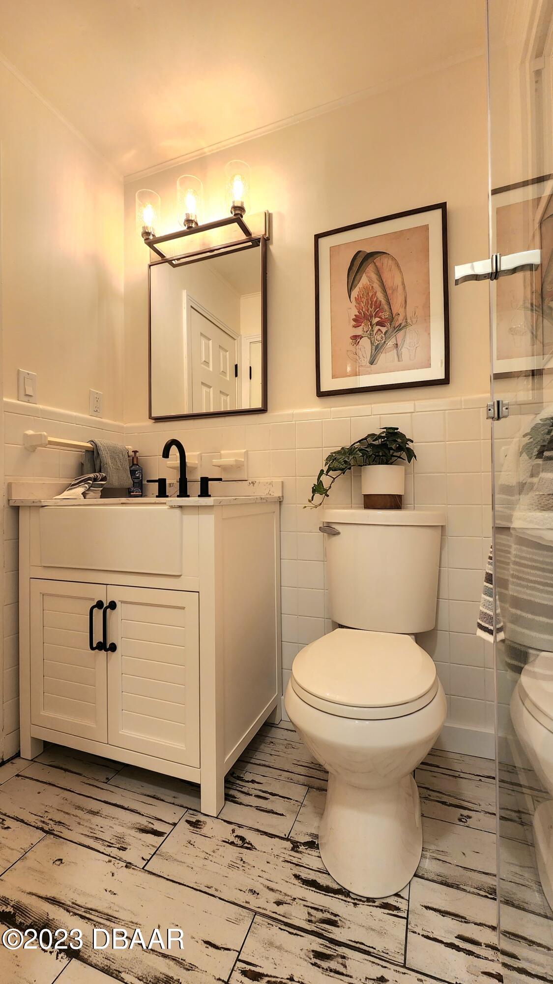 912 North Halifax Drive Ormond Beach, FL 32176 - Photo 52 of 65 a bathroom with a toilet sink and mirror