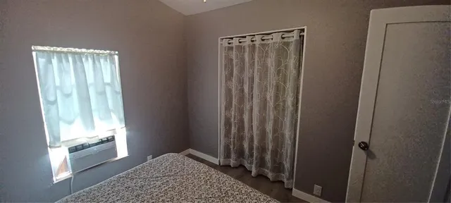 a view of a bedroom from window