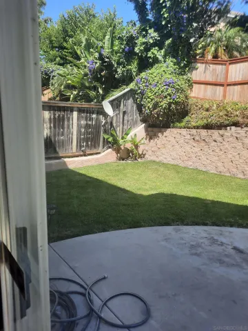 a view of a house with backyard and a tree