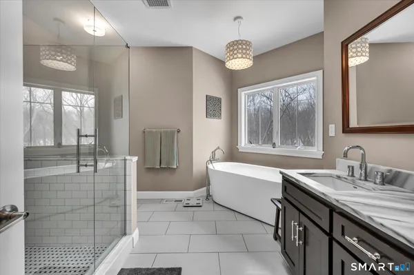 a bathroom with a shower
