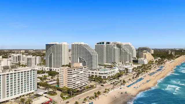 a view of a city with tall buildings