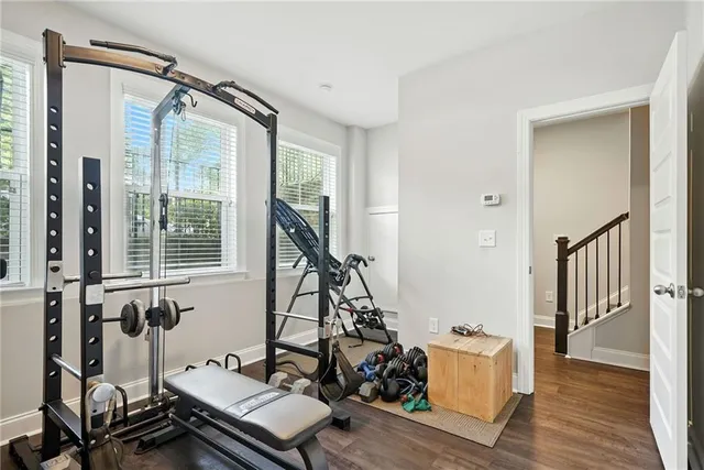 a view of a room with gym equipment