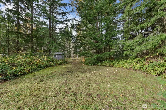 a backyard of a house with lots of green space