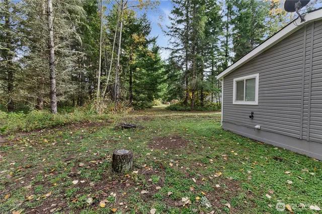 a backyard of a house with lots of green space