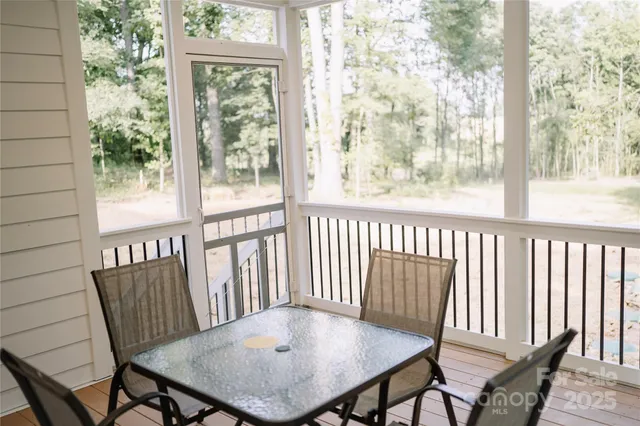 a view of a city from a dining room