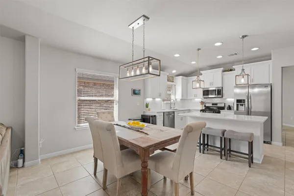 a view of a dining room and livingroom view