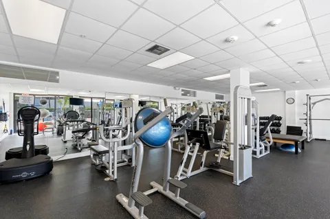 a view of a room with gym equipment