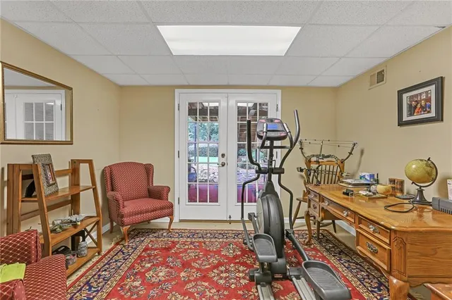 a view of a porch with a backyard