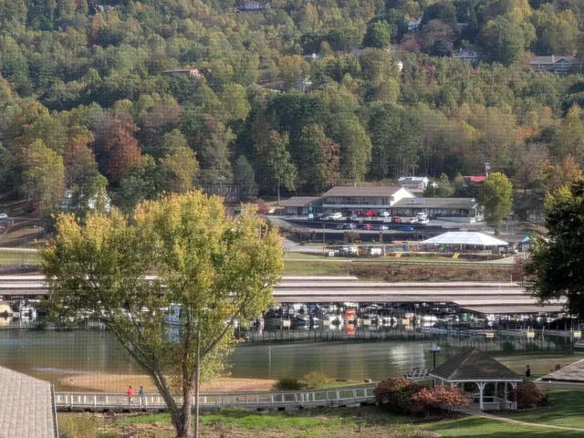 a view of a lake with houses