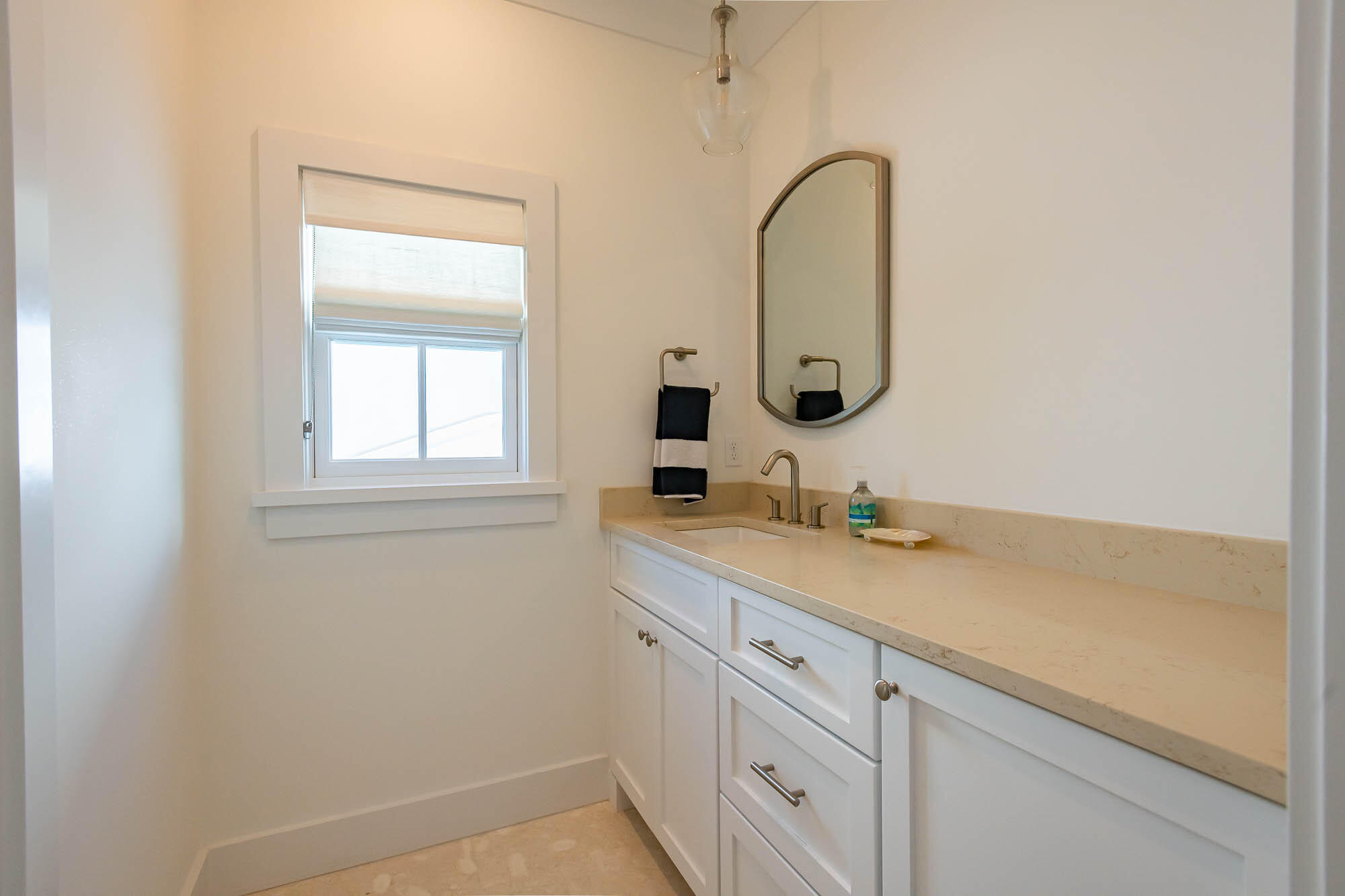 24 Sea Star Ct Inlet Beach Inlet Beach, FL 32461 - Photo 48 of 63 a bathroom with a granite countertop sink and a mirror