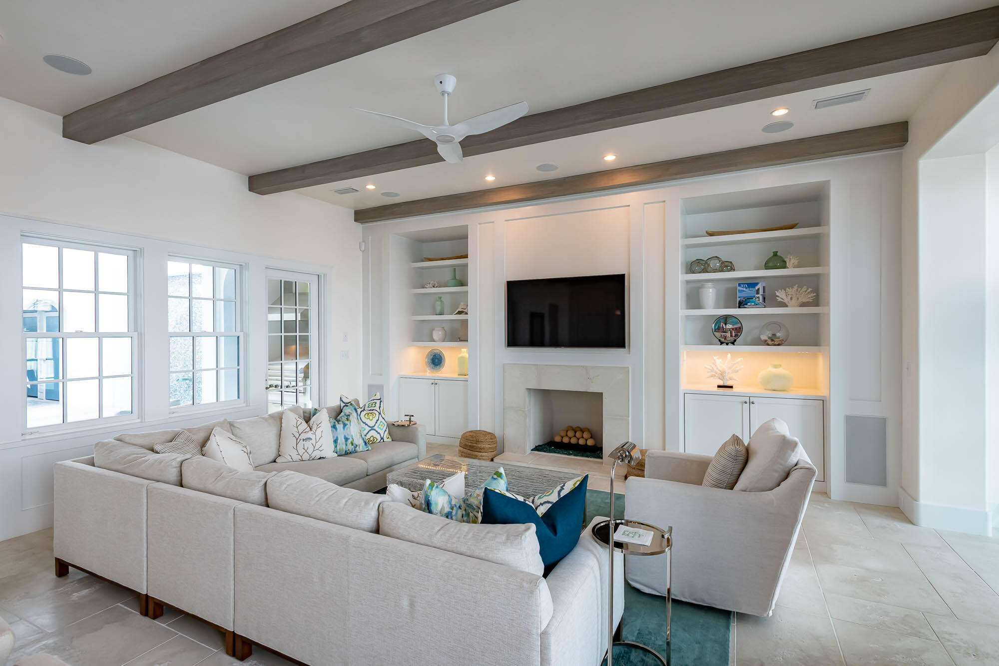 24 Sea Star Ct Inlet Beach Inlet Beach, FL 32461 - Photo 6 of 63 a living room with furniture a fireplace and a flat screen tv