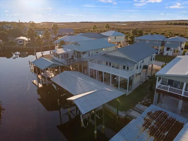 an aerial view of multiple house