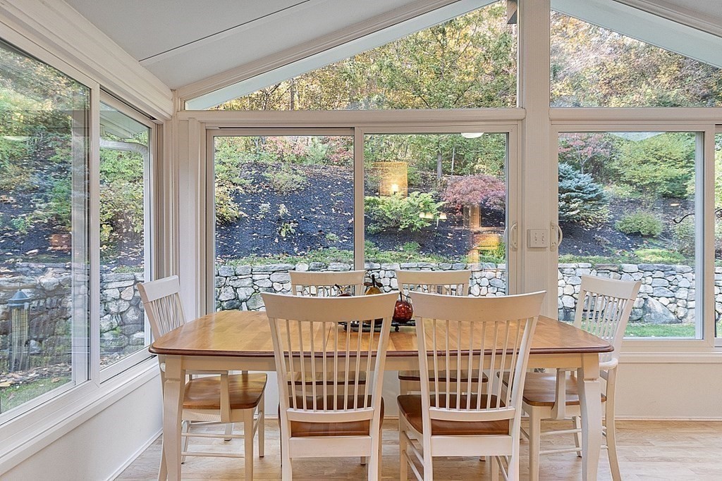 5 Abby Road Westford, MA 01886 - Photo 16 of 41 a view of a dining room with furniture large windows and wooden floor