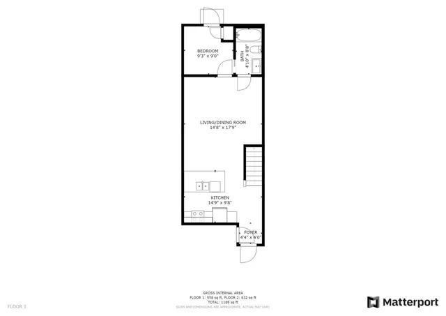 a picture of a room with a white wall and a picture