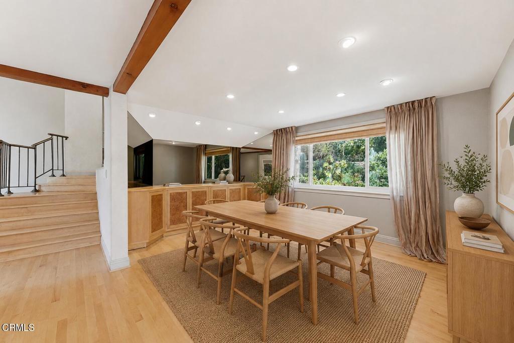 405 Woodcliffe Road Pasadena, CA 91105 - Photo 24 of 65 a view of a dining room with furniture window and wooden floor