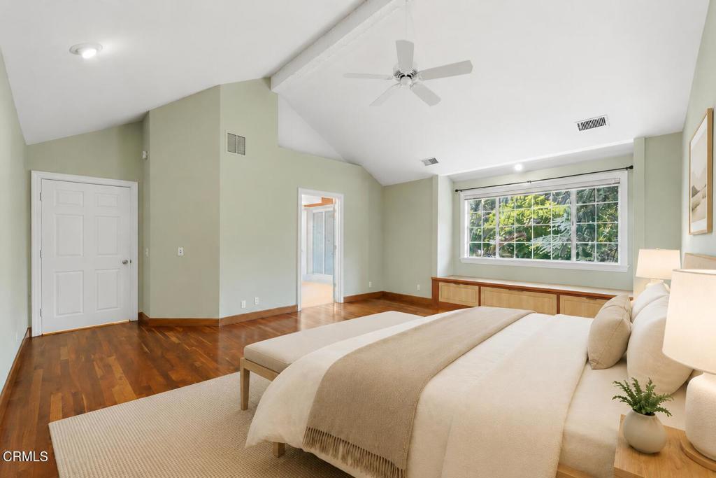 405 Woodcliffe Road Pasadena, CA 91105 - Photo 39 of 65 a bedroom with a large bed and a window