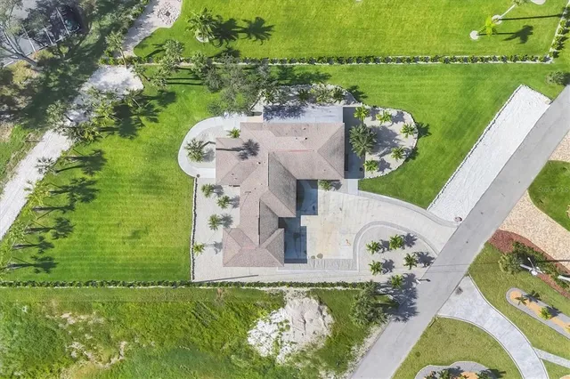 an aerial view of a house