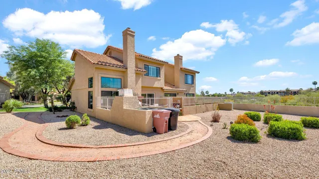 a view of a lake with a patio