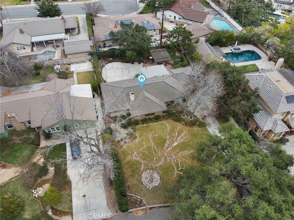 1626 Rodeo Road Arcadia, CA 91006 - Photo 28 of 28 an aerial view of a house with outdoor space swimming pool and mountains