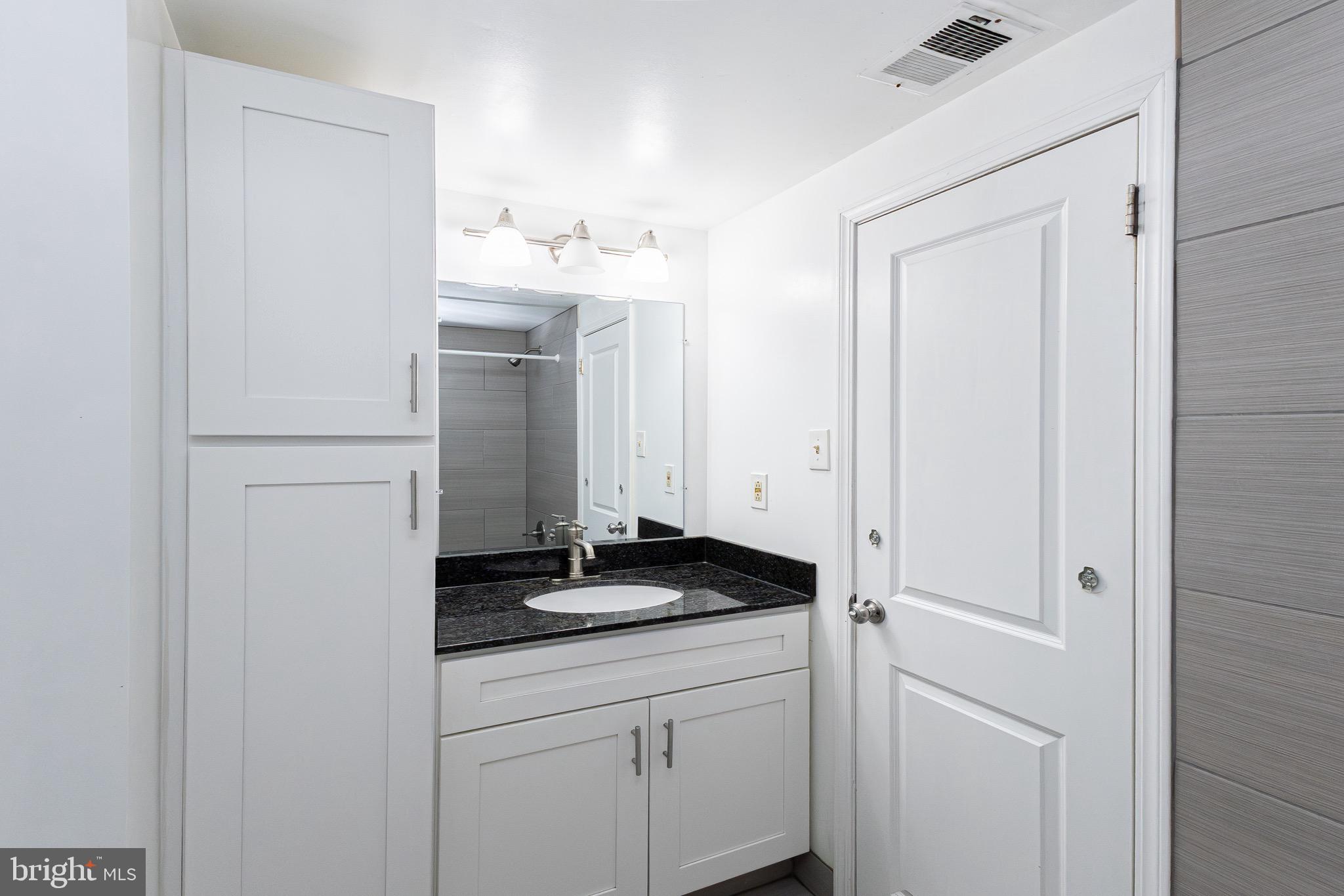 9463 Ashton Road, Unit 1 Philadelphia, PA 19114 - Photo 24 of 25 a bathroom with a granite countertop sink and a mirror