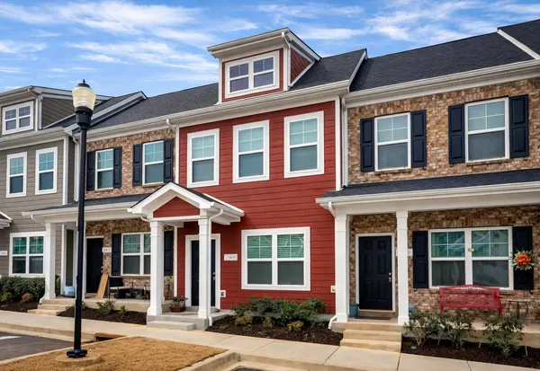 front view of a brick building