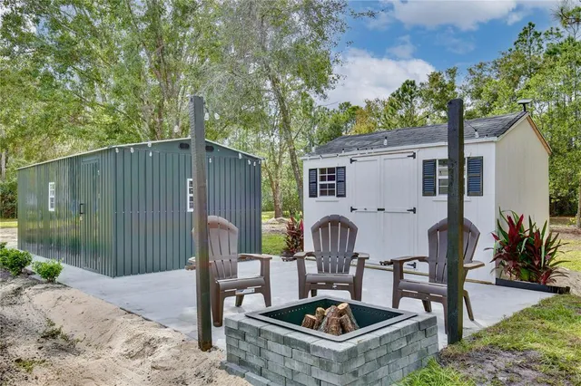 a table and chairs in the patio