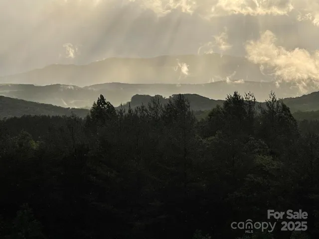 a view of an ocean and mountain
