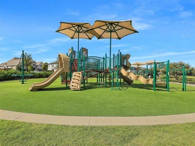 a view of a park with slide