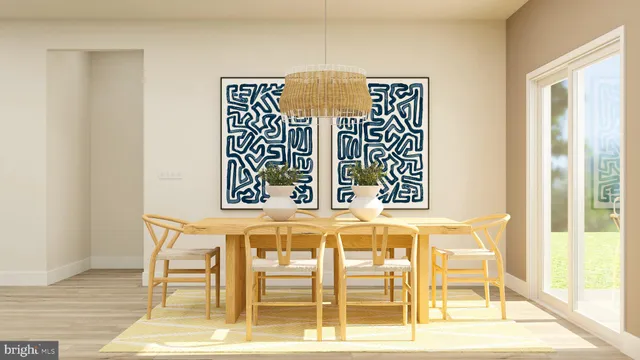 a view of a dining room with chairs