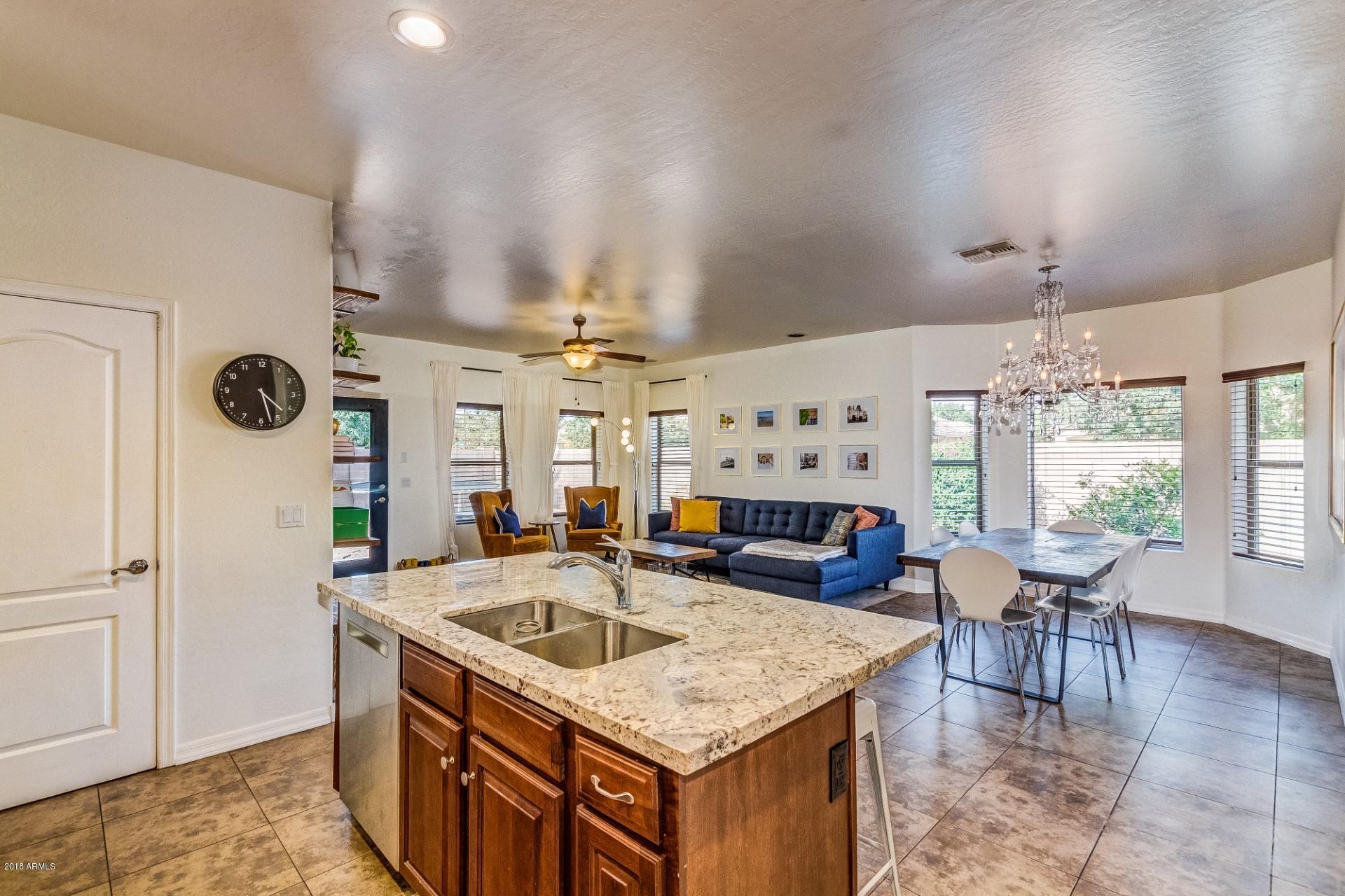 View from kitchen to great room
