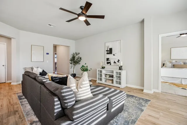 a living room with furniture