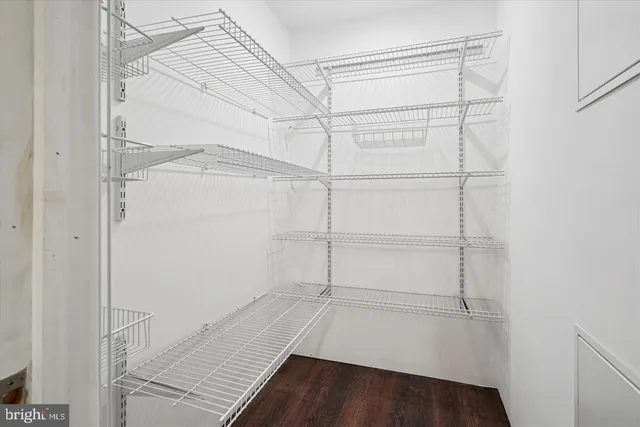 a view of an empty walk in closet