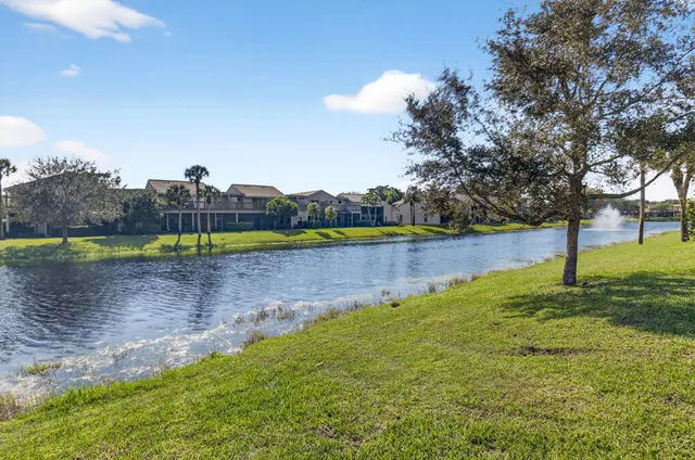 a view of a lake with houses